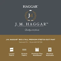 Haggar JMH Mens Big and Tall Regular Fit Diamond Flat Front Suit Pant