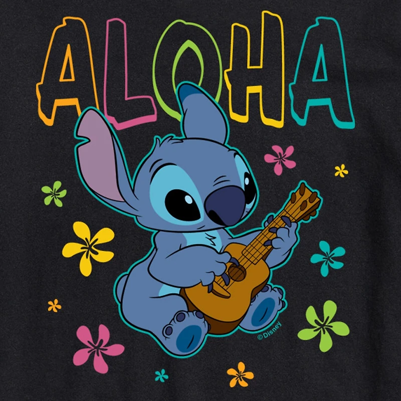 Mens Crew Neck Short Sleeve Regular Fit Lilo & Stitch Big and Tall Graphic T-Shirt
