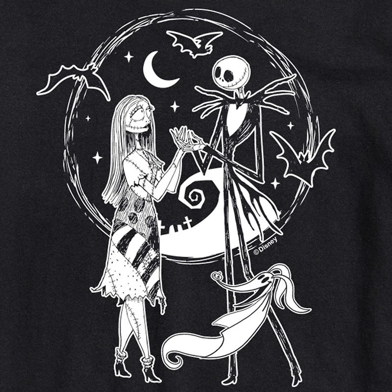 Mens Crew Neck Short Sleeve Regular Fit Nightmare Before Christmas Big and Tall Graphic T-Shirt