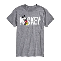 Mens Crew Neck Short Sleeve Regular Fit Mickey Mouse Big and Tall Graphic T-Shirt