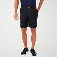 Haggar Cool 18 Pro Pleated Mens 9 1/2" Stretch Fabric Moisture Wicking Quick Dry Chino Short