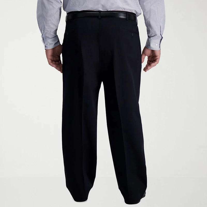 Haggar Iron Free Premium Khaki Mens Classic Fit Big and Tall Pleated Pant