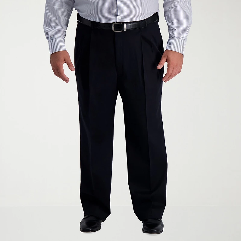 Haggar Iron Free Premium Khaki Mens Classic Fit Big and Tall Pleated Pant