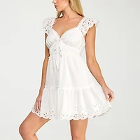 Trixxi Womens Juniors Short Sleeve Babydoll Dress