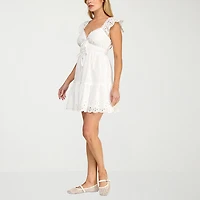 Trixxi Womens Juniors Short Sleeve Babydoll Dress