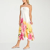 Trixxi Womens Juniors Halter Neck Sleeveless Floral A-Line Dress