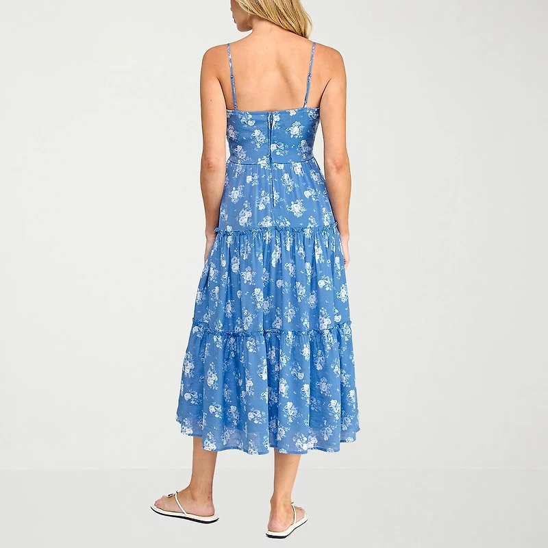 Trixxi Womens Juniors Sweetheart Neck Sleeveless Floral A-Line Dress