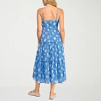 Trixxi Womens Juniors Sweetheart Neck Sleeveless Floral A-Line Dress