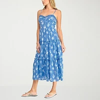 Trixxi Womens Juniors Sweetheart Neck Sleeveless Floral A-Line Dress