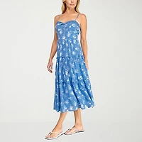 Trixxi Womens Juniors Sweetheart Neck Sleeveless Floral A-Line Dress