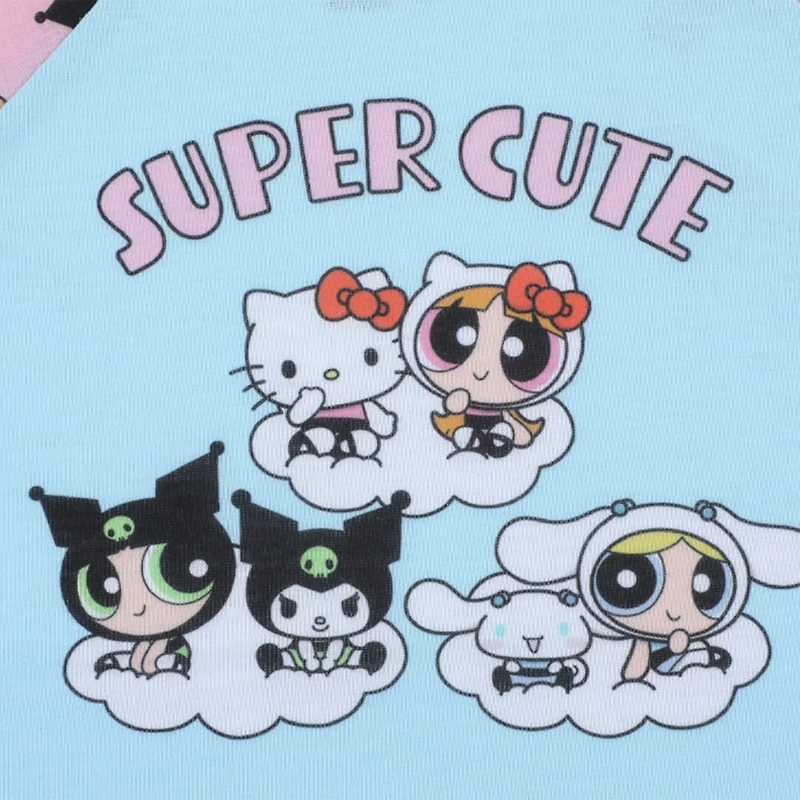 Little & Big Kid Girls Hello Kitty Powerpuff Round Neck Short Sleeve 2-pc. Pajama Set