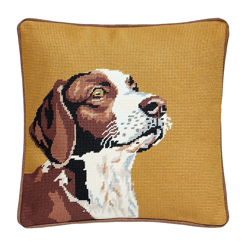 Makers Collective Camp Wandawega Hunting Dog Needlepoint Square Throw Pillow