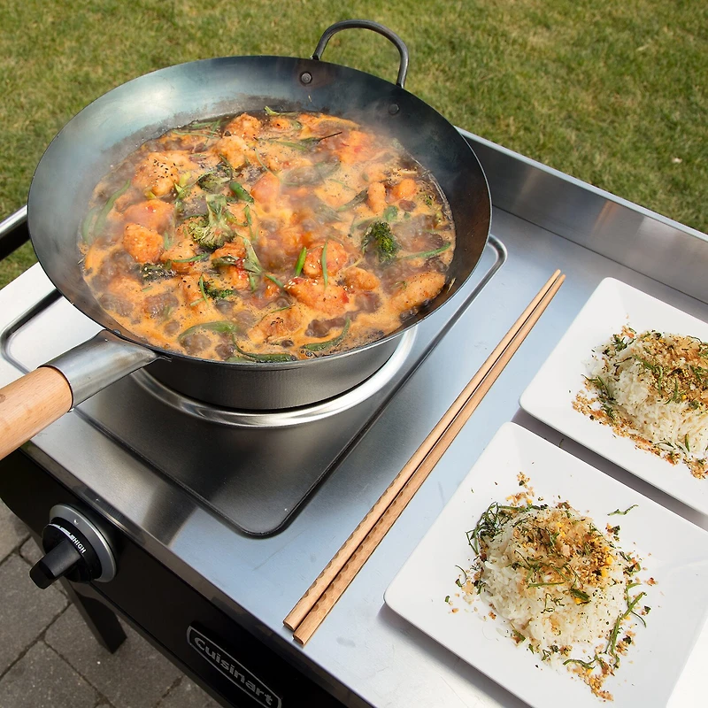 Cuisinart Outdoors Carbon Steel Hammered 14" Round Wok