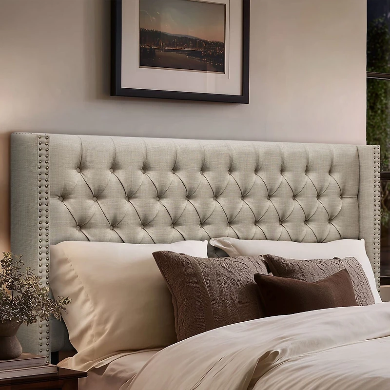 Madison Park Baldwin Queen Upholstered Tufted Headboard