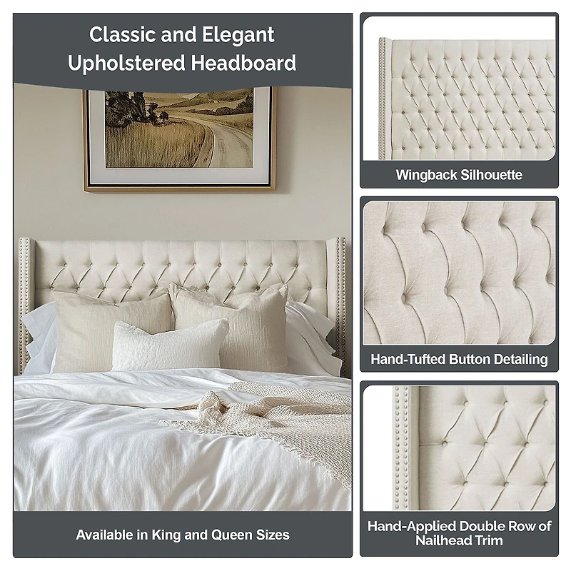 Madison Park Baldwin Queen Upholstered Tufted Headboard