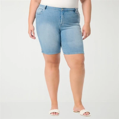 Gloria Vanderbilt Amanda Womens 10" Plus Denim Short