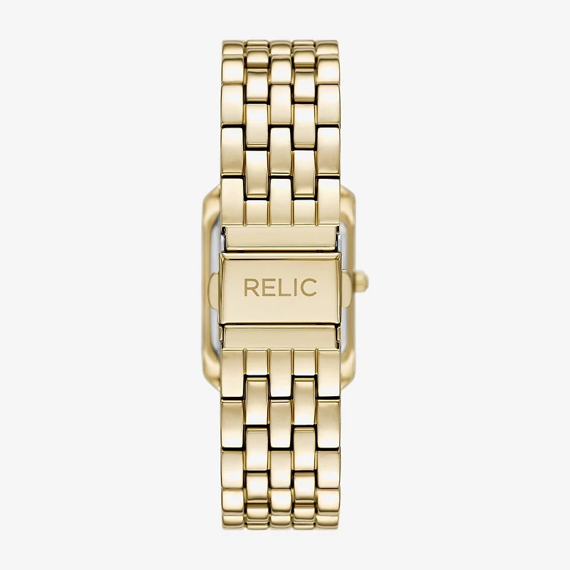 Relic By Fossil Womens Crystal Accent Gold Tone Bracelet Watch Zr34673