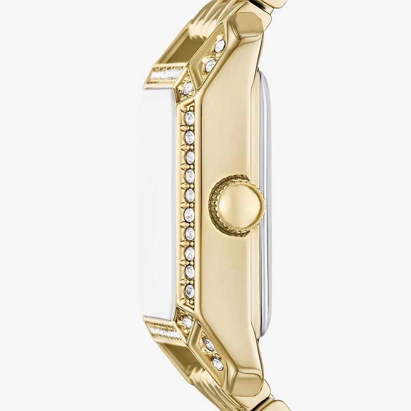 Relic By Fossil Womens Crystal Accent Gold Tone Bracelet Watch Zr34673