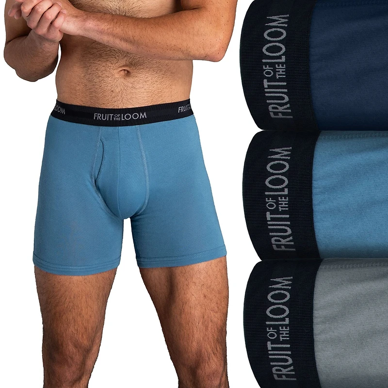 Fruit of the Loom Breathable Mens 3 Pack Boxer Briefs Pi3bp76c