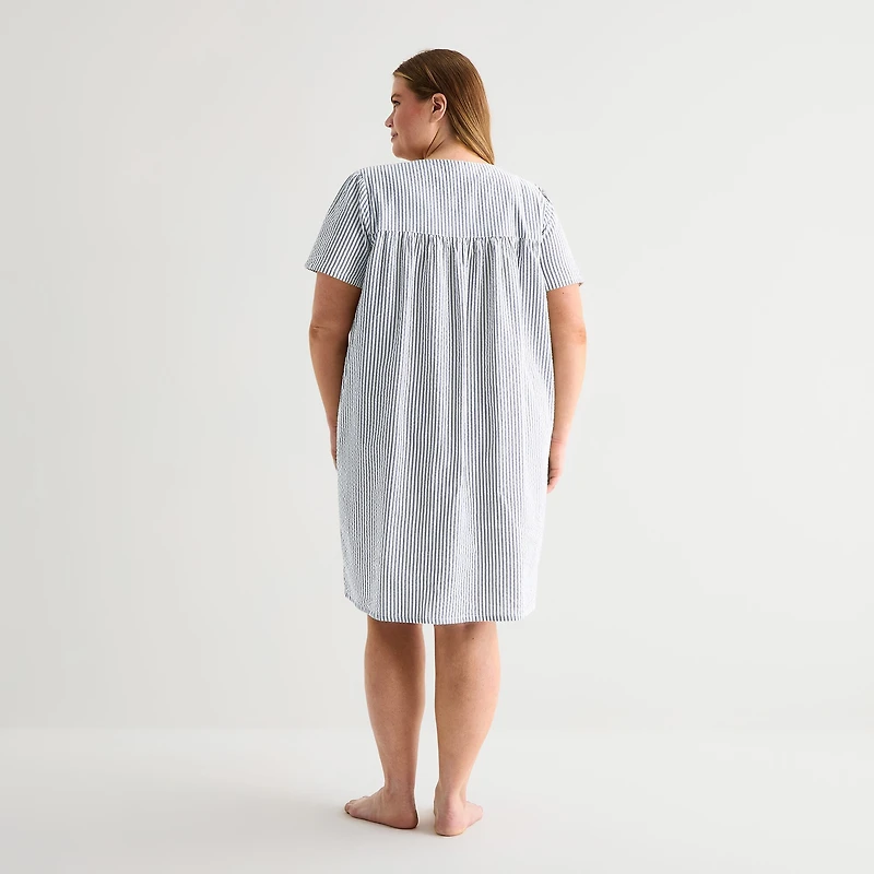 Adonna Womens Plus Short Sleeve Mid Length Robe