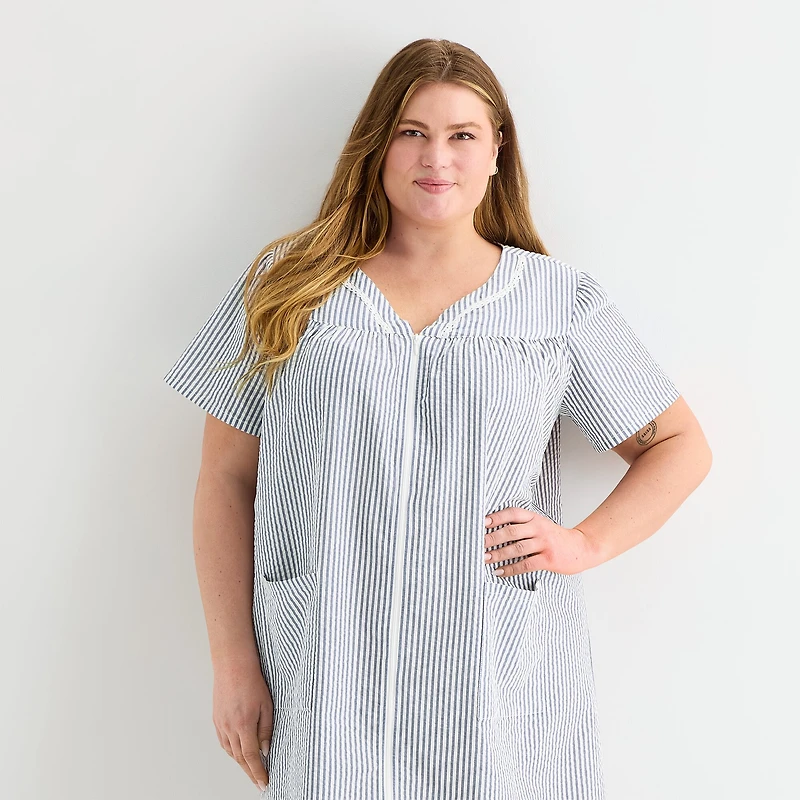 Adonna Womens Plus Short Sleeve Mid Length Robe