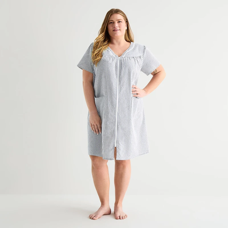 Adonna Womens Plus Short Sleeve Mid Length Robe