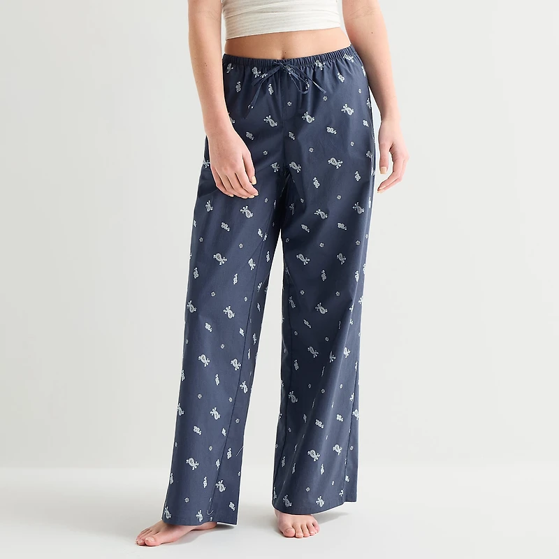 Arizona Womens Juniors Poplin Pajama Pants