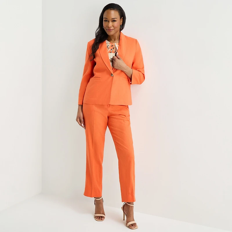 Black Label by Evan-Picone Linen Womens Classic Fit Suit Jacket