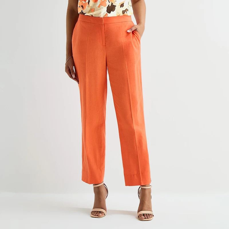 Black Label by Evan-Picone Linen Womens Classic Fit Straight Suit Pant