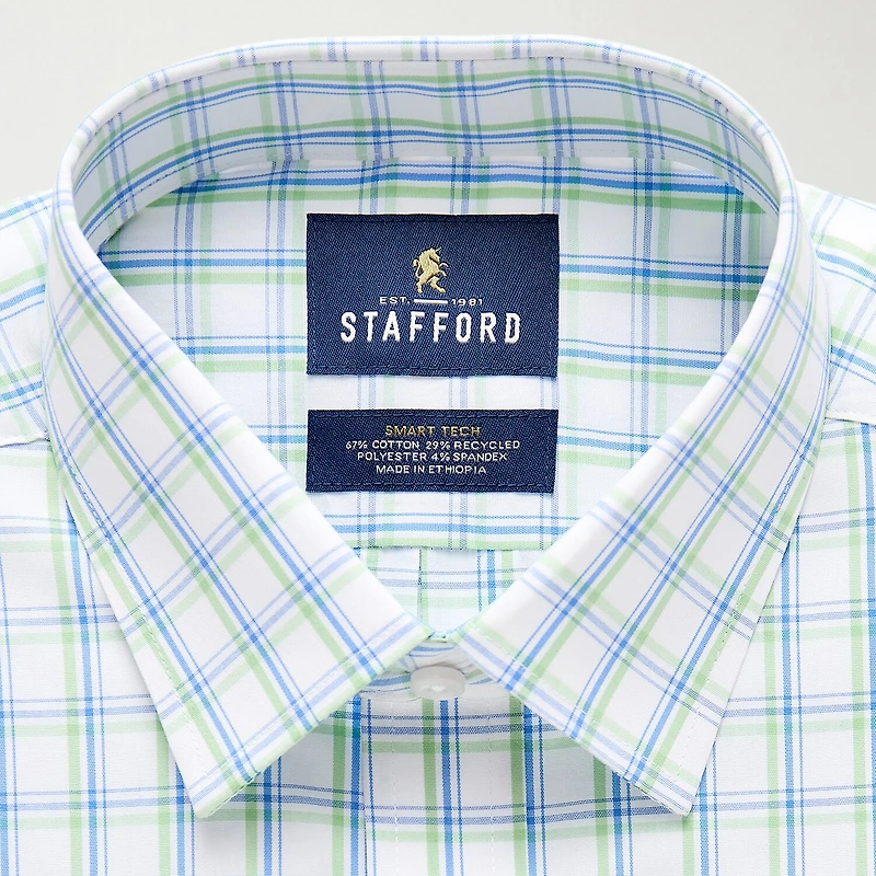 Stafford Smart Tech Mens Regular Fit Stretch Fabric Wrinkle Free Long Sleeve Dress Shirt