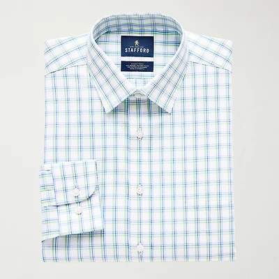 Stafford Smart Tech Mens Regular Fit Stretch Fabric Wrinkle Free Long Sleeve Dress Shirt