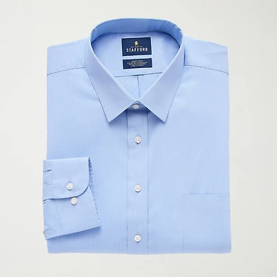 Stafford Smart Tech Mens Regular Fit Stretch Fabric Wrinkle Free Long Sleeve Dress Shirt