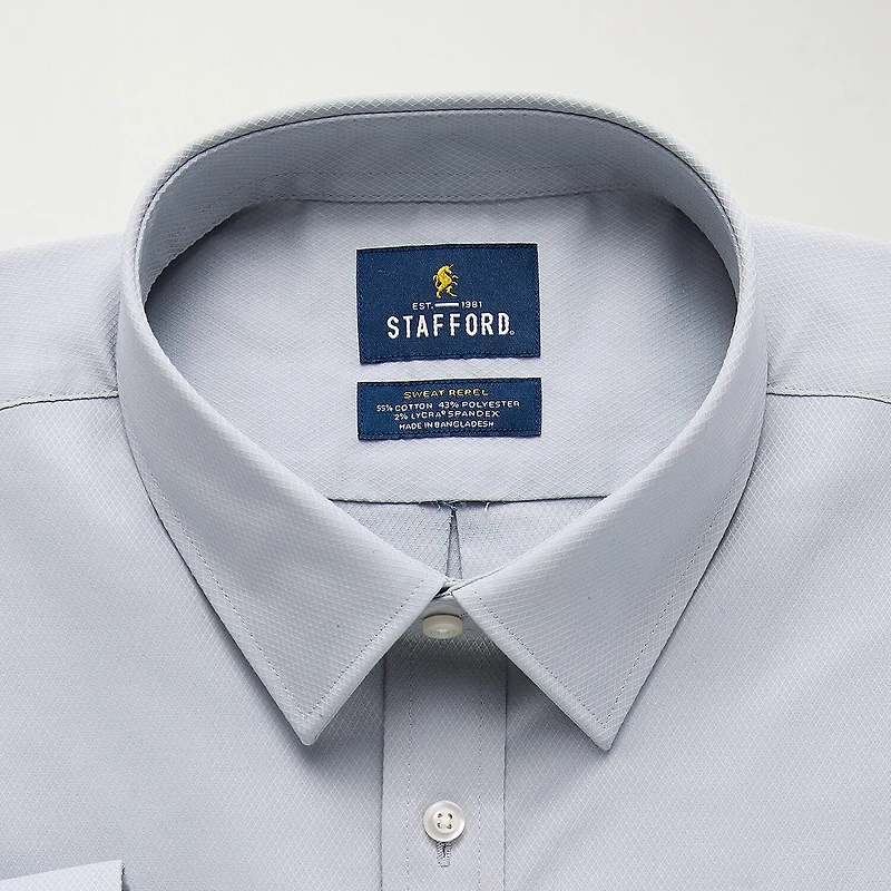 Stafford Big And Tall Advanced Performance Sweat Repel Mens Long Sleeve Dress Shirt