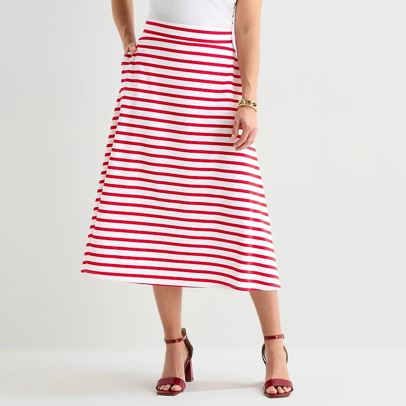 Liz Claiborne Womens Mid Rise Midi A-Line Skirt