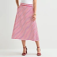 Liz Claiborne Womens Mid Rise Midi A-Line Skirt