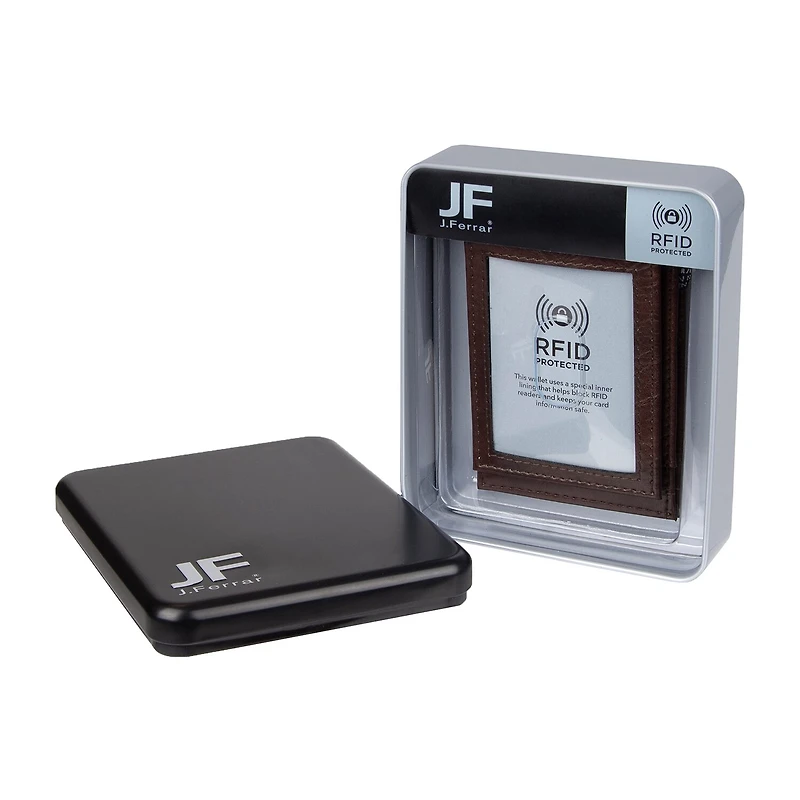 J. Ferrar Mens Magnetic Rfid Blocking Front Pocket Wallet