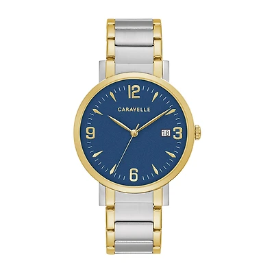 Caravelle Designed By Bulova Mens Two Tone Stainless Steel Bracelet Watch 45a149