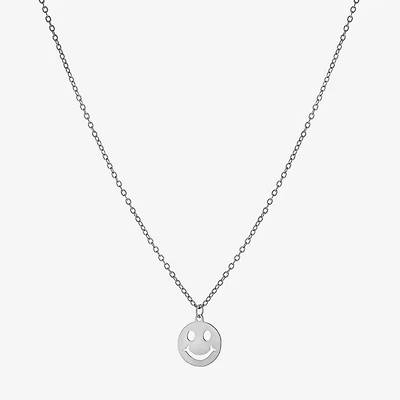 Silver Treasures Smiley Face Womens Sterling Silver 16 Inch Pendant Necklace