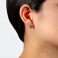 Silver Treasures Multi Color Crystal Sterling Silver 8.4mm Heart Stud Earrings