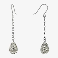 Silver Treasures Womens Crystal Sterling Silver Drop Earrings