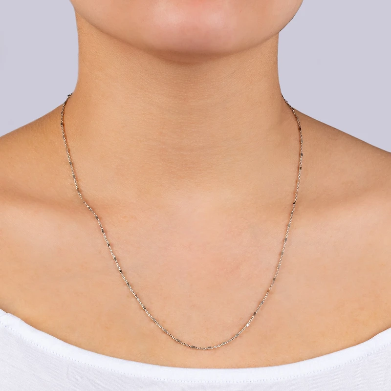 Silver Treasures Made In Italy Womens Sterling Silver 18 Inch Cable Chain Necklace