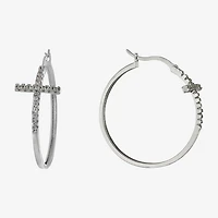 Sparkle Allure Womens Crystal 42.2mm Cross Hoop Earrings