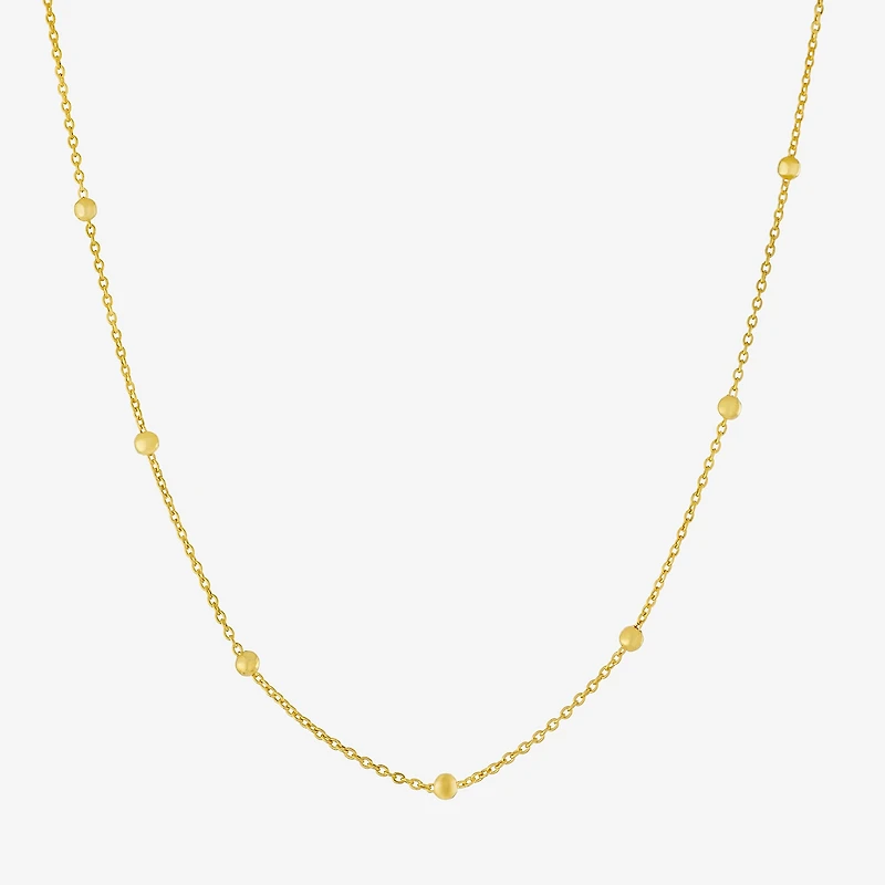 Silver Treasures Made In Italy Womens 14K Gold Over Silver 18 Inch Bead Chain Necklace
