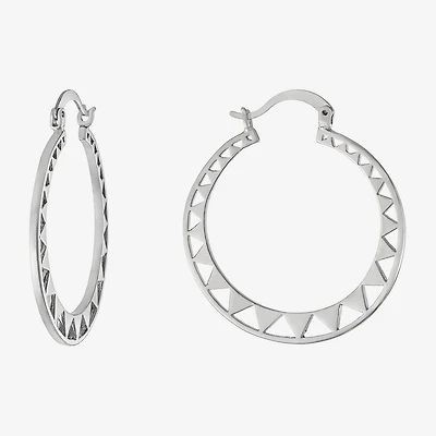 Silver Reflections Womens 35mm Round Hoop Earrings