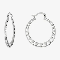 Silver Reflections Womens 35mm Round Hoop Earrings