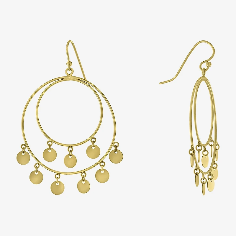 Silver Reflections Womens 14K Gold Over Brass Round Drop Earrings