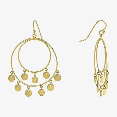 Silver Reflections Womens 14K Gold Over Brass Round Drop Earrings