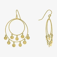 Silver Reflections Womens 14K Gold Over Brass Round Drop Earrings
