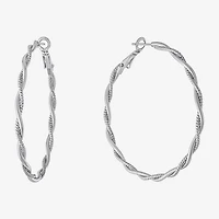 Silver Reflections Womens 55mm Hoop Earrings