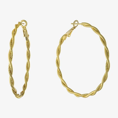 Silver Reflections Womens 14K Gold Over Brass 55mm Hoop Earrings
